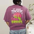 3rd Grade Teachers Love Brains Zombie Teacher Halloween Women's Comfort Colors T-Shirt Back Print Berry