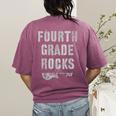 4th GRADE Rocks Teacher Rockstars I Teach Ready To Rock Women's Comfort Colors T-Shirt Back Print Berry