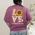 4th Grade Teacher Love Autumn Fall Sunflower Appreciation Women's Comfort Colors T-Shirt Back Print Berry