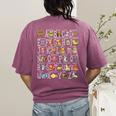 Alphabet Animals Back To School Pre-K Kindergarten Teacher Women's Comfort Colors T-Shirt Back Print Berry