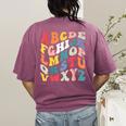 Alphabet Hi Back To School ABC Pre K Kindergarten Teacher Women's Comfort Colors T-Shirt Back Print Berry