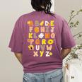 Alphabet Turkey Thanksgiving Costume Preschool Teacher Men Women Women's Comfort Colors T-Shirt Back Print Berry