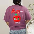 A Is For Apple Pre-K Kindergarten Teacher Student Women's Comfort Colors T-Shirt Back Print Berry