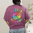 Apple Retro Play Is Learning Kindergarten Teacher Daycare Women's Comfort Colors T-Shirt Back Print Berry