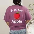 A Is For Apple Toddler Kindergarten Preschool Teacher Women's Comfort Colors T-Shirt Back Print Berry