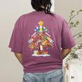 Art Christmas Tree Merry Christmas Artist Art Teacher Women's Comfort Colors T-Shirt Back Print Berry