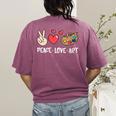 Art Teacher Peace Love Art For Artists And Painters Women's Comfort Colors T-Shirt Back Print Berry Art Teacher Peace Love Art For Artists And Painters Women's Comfort Colors T-Shirt Back Print Berry