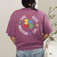Autism Awareness Teacher Shirt Teach Accept Understand Love Women's Comfort Colors T-Shirt Back Print Berry