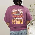 Back To School Dinosaur Social Studies Teacher Student Women's Comfort Colors T-Shirt Back Print Berry Back To School Dinosaur Social Studies Teacher Student Women's Comfort Colors T-Shirt Back Print Berry