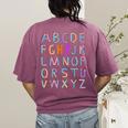 Back To School Kindergarten Alphabet ABC Teacher Women Kids Women's Comfort Colors T-Shirt Back Print Berry Back To School Kindergarten Alphabet ABC Teacher Women Kids Women's Comfort Colors T-Shirt Back Print Berry