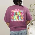 Back To School Kindergarten Preppy Teacher Girl Women's Comfort Colors T-Shirt Back Print Berry