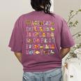 Back To School Kindergarten Teacher ABCs Animals Alphabet Women's Comfort Colors T-Shirt Back Print Berry