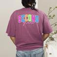 Back To School Neon Checkered Second Grade Colorful Teacher Women's Comfort Colors T-Shirt Back Print Berry