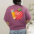 Back To School Pencil And Apple Teacher Student Women's Comfort Colors T-Shirt Back Print Berry Back To School Pencil And Apple Teacher Student Women's Comfort Colors T-Shirt Back Print Berry