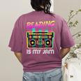 Back To School Retro Reading Is My Jam 80s Teacher Boombox Women's Comfort Colors T-Shirt Back Print Berry Back To School Retro Reading Is My Jam 80s Teacher Boombox Women's Comfort Colors T-Shirt Back Print Berry