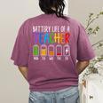 Battery Life Of A Teacher School Teacher Appreciation Women's Comfort Colors T-Shirt Back Print Berry