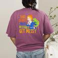 Beauty Teacher Take Chances Make Mistakes Get Messy Women's Comfort Colors T-Shirt Back Print Berry Beauty Teacher Take Chances Make Mistakes Get Messy Women's Comfort Colors T-Shirt Back Print Berry