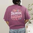 Being Bilingual Is A Superpower ESL Teacher School Women's Comfort Colors T-Shirt Back Print Berry Being Bilingual Is A Superpower ESL Teacher School Women's Comfort Colors T-Shirt Back Print Berry