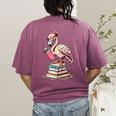 Book Lover Cute Flamingo Reading Teacher Librarian Women Women's Comfort Colors T-Shirt Back Print Berry