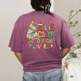 Book Tree All Is Calm Said No Teacher Ever Christmas Women's Comfort Colors T-Shirt Back Print Berry