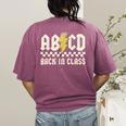 Boys Girls Teachers Rock Back To School ABCD Back In Class Women's Comfort Colors T-Shirt Back Print Berry