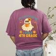 You Can't Scare Me I Teach 4th Grade Halloween Teacher Ghost Women's Comfort Colors T-Shirt Back Print Berry