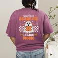 You Can't Scare Me I Teach Music Retro Teacher Halloween Women's Comfort Colors T-Shirt Back Print Berry You Can't Scare Me I Teach Music Retro Teacher Halloween Women's Comfort Colors T-Shirt Back Print Berry