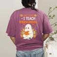 You Cant Scare Me I Teach Preschool Halloween Teacher Women's Comfort Colors T-Shirt Back Print Berry