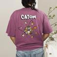 Catom Science Teacher Chemistry Lover Physics School Cat Women's Comfort Colors T-Shirt Back Print Berry