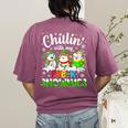 Chillin With My Pre-K Snowmies Christmas Teacher Xmas Women's Comfort Colors T-Shirt Back Print Berry