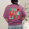 Christmas Coquette Bow Teacher Teach Love Inspire Women's Comfort Colors T-Shirt Back Print Berry