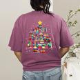 Christmas Library Tree Love Reading Books Nerd Teacher Women's Comfort Colors T-Shirt Back Print Berry Christmas Library Tree Love Reading Books Nerd Teacher Women's Comfort Colors T-Shirt Back Print Berry