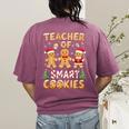 Christmas Teacher Of Smart Cookies Gingerbread Man Teaching Women's Comfort Colors T-Shirt Back Print Berry Christmas Teacher Of Smart Cookies Gingerbread Man Teaching Women's Comfort Colors T-Shirt Back Print Berry