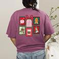 Christmas Teacher Stamps Women's Comfort Colors T-Shirt Back Print Berry