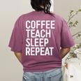Coffee Teach Sleep Repeat Shirt Coffee Men Women Teacher Women's Comfort Colors T-Shirt Back Print Berry