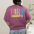 Colorful PARA Teacher Paraprofessional Cute Pencil Women's Comfort Colors T-Shirt Back Print Berry