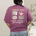 Communication Looks Different For Everyone SPED Teacher ASD Women's Comfort Colors T-Shirt Back Print Berry Communication Looks Different For Everyone SPED Teacher ASD Women's Comfort Colors T-Shirt Back Print Berry