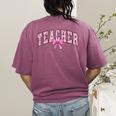 Coquette Bow Back To School First Day Teacher Women's Comfort Colors T-Shirt Back Print Berry