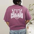 Cougars Teacher Student School Sports Fan Team Spirit Women's Comfort Colors T-Shirt Back Print Berry