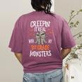 Creepin It Real With My 1st Grade Monsters Halloween Teacher Women's Comfort Colors T-Shirt Back Print Berry Creepin It Real With My 1st Grade Monsters Halloween Teacher Women's Comfort Colors T-Shirt Back Print Berry