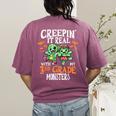 Creepin It Real Monster School 3rd Grade Teacher Halloween Women's Comfort Colors T-Shirt Back Print Berry Creepin It Real Monster School 3rd Grade Teacher Halloween Women's Comfort Colors T-Shirt Back Print Berry