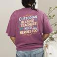 Custodian Because Teachers Need Heroes Too School Janitor Women's Comfort Colors T-Shirt Back Print Berry Custodian Because Teachers Need Heroes Too School Janitor Women's Comfort Colors T-Shirt Back Print Berry