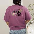 Cut Music Teacher Shirt With a Piano Keys Notes And Flowers Women's Comfort Colors T-Shirt Back Print Berry