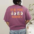 Cute Booooks Ghost Read More Books Teacher Halloween Women's Comfort Colors T-Shirt Back Print Berry