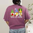 Cute Gnomes Teach Love And Inspire Back To School Teacher Women's Comfort Colors T-Shirt Back Print Berry