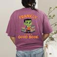 Cute Halloween Teacher Librarian Frankenstein Reading Books Women's Comfort Colors T-Shirt Back Print Berry