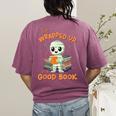 Cute Halloween Teacher Librarian Mummy Reading Books Women's Comfort Colors T-Shirt Back Print Berry