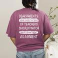 Dear Parents Your Expectations Of Teachers Should Match Men Women Women's Comfort Colors T-Shirt Back Print Berry