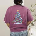 DNA Helix Christmas Tree Scientist Biology Science Teacher Women's Comfort Colors T-Shirt Back Print Berry