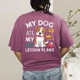 My Dog Ate My Lesson Plan Teacher Back To School Women's Comfort Colors T-Shirt Back Print Berry